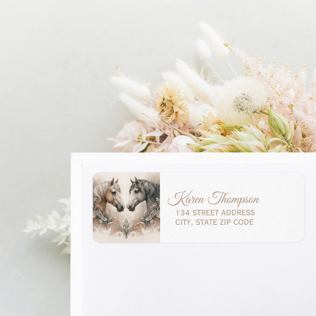 Elegante Pferde Rücksendeadresse (Elegant Horses Return Address Label)
