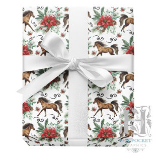 Elegante Pferde-Weihnachtspapier Geschenkpapier