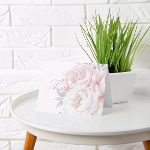 Elegante Pfingstrosen-Blumen-Dankeskarten ohne Auf Dankeskarte