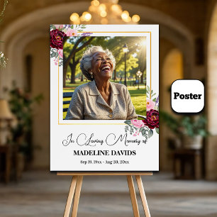 Elegante Pfingstrosen Goldrahmen Foto Beerdigung  Poster