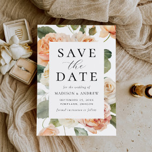 Elegante Pfingstrosen-Hochzeit Save The Date