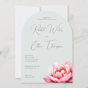 Elegante Pfingstrosen-Hochzeitseinladung in Minzgr Einladung