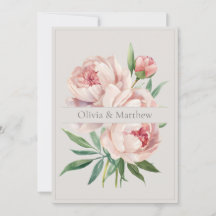 Elegante Pfingstrosen-Hochzeitseinladung mit QR-Co