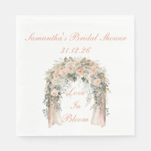 Elegante Pfirsich-Blumen-Hochzeitsservietten Serviette