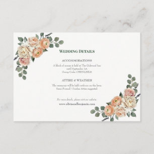 Elegante Pfirsich-Blumen- und Gold-Gitter-Vollstän Begleitkarte