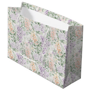 Elegante Pfirsich Flieder Lavendel Florale Hochzei Große Geschenktüte