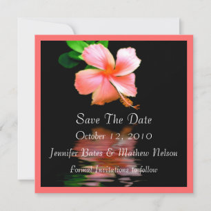 Elegante Pfirsich-Hibiskus-Save-the-Date-Ankündigu Save The Date