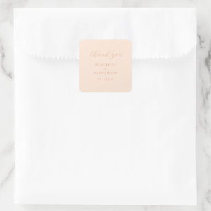 Elegante Pfirsich-Kalligrafie Quadratischer Aufkleber