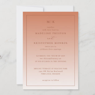 Elegante Pfirsich-Minimalismus-Hochzeitseinladung Einladung