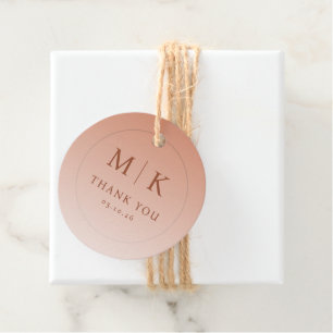 Elegante Pfirsich-Minimalismus-Initialen Geschenkanhänger