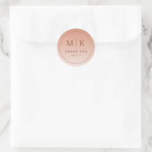 Elegante Pfirsich-Minimalist Dankeschön Runder Aufkleber