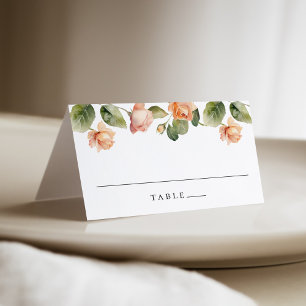 Elegante Pfirsich-Rosen-Hochzeit Platzkarte