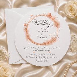 Elegante Pfirsich-Sparkle-Hochzeitsschrift Kalligr Einladung
