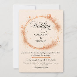 Elegante Pfirsich-Sparkling-Wedding-Script-Calligr Einladung