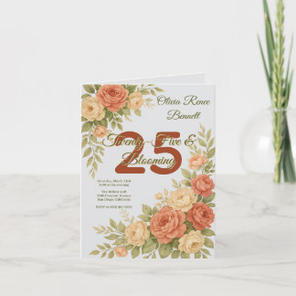 Elegante Pfirsich- und Creme-Blumen-Geburtstags-Ei Einladung