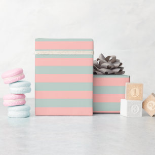 Elegante Pfirsich- und Türkis-Farbtöne gestreift Geschenkpapier