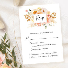 Elegante Pfirsichblüte mit oder ohne Speisen RSVP Karte