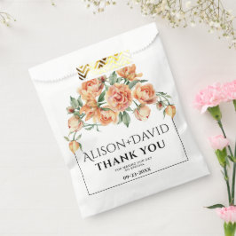 Elegante Pfirsichpfirsichkirsche Blume und Typogra Geschenktütchen