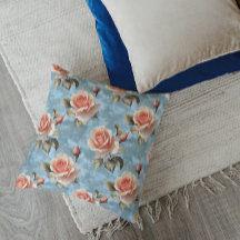 Elegante Pfirsichrosen auf blauem Hintergrund