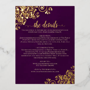 Elegante Pflaume Lila Goldfolie Hochzeitskarte Folie Einladungspostkarte