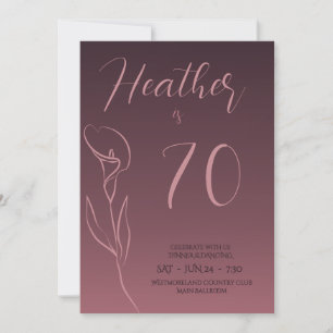 Elegante Pflaumen-Blumen-Einladung zum 70. Geburts Karte
