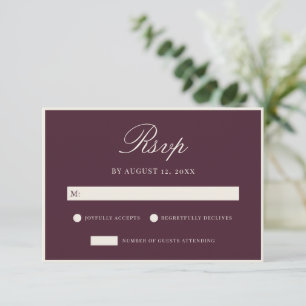 Elegante Pflaumen-Hochzeit im Stil des alten Gelde RSVP Karte