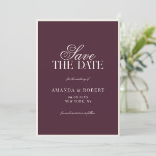 Elegante Pflaumen-Hochzeit im Stil des alten Gelde Save The Date