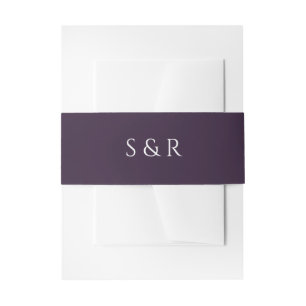 Elegante Pflaumen-Purple-Monogramm-Einladung Einladungsbanderole