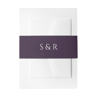 Elegante Pflaumen-Purple-Monogramm-Einladung Einladungsbanderole