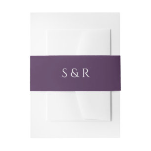 Elegante Pflaumen-Purple-Monogramm-Einladung Einladungsbanderole