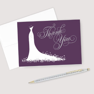 Elegante Pflaumen-Purpur-Hochzeitskleid Brautparty Dankeskarte