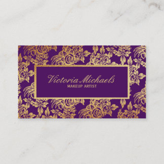 Elegante Pflaumen-und GoldblumenVisitenkarte Visitenkarte