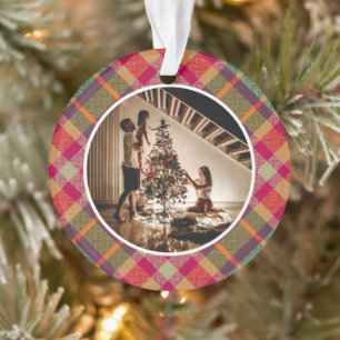 Élégante photo de famille moderne tartan Pâques No