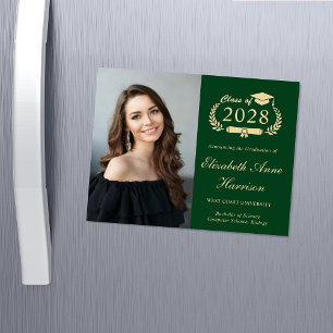 Élégante photo Green Graduation Carte magnétique