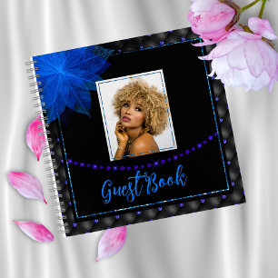 Élégante photo Livre d'or noir et bleu
