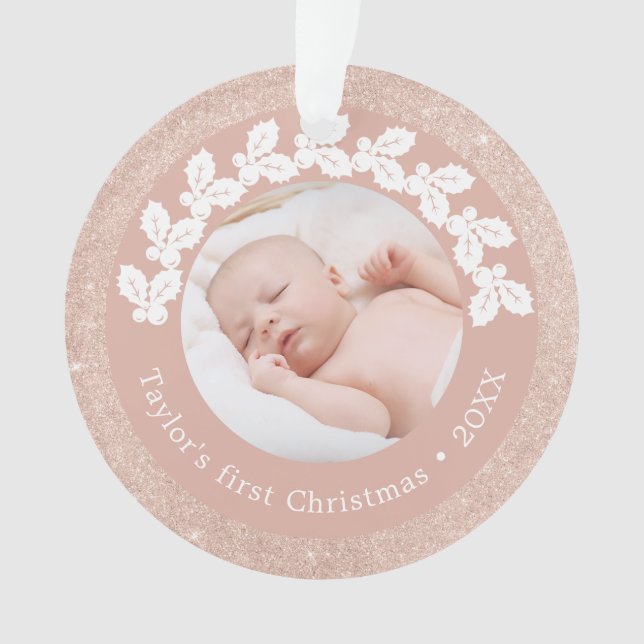 Elégante photo moderne de bébé de Noël sur mesure (devant)