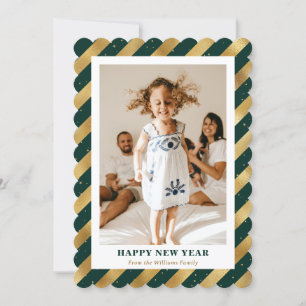Elégante photo moderne Green Gold Foil Carte nouve