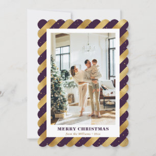 Elégante photo Purple Gold Joyeuse Carte de Noël