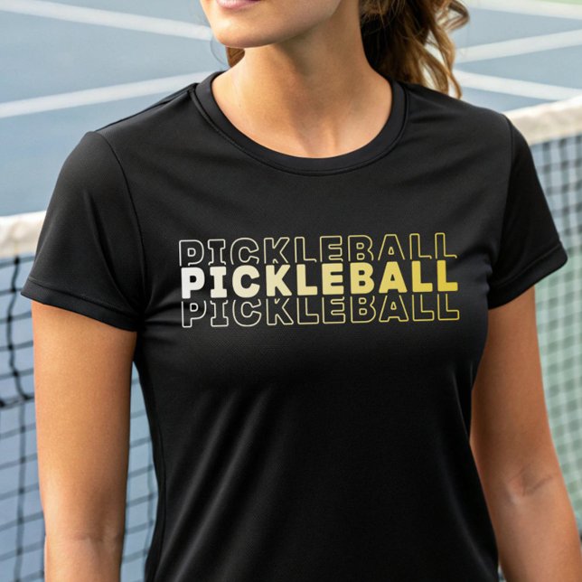 Elegante Pickleball Typografie Weißer Golden Yello T-Shirt (Von Creator hochgeladen)