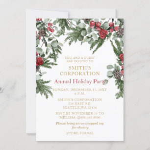Elegante Pine Berries Corporate Holiday Party Einladung