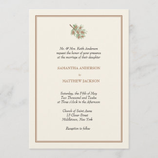 Elegante Pine Cone Hochzeit Einladung