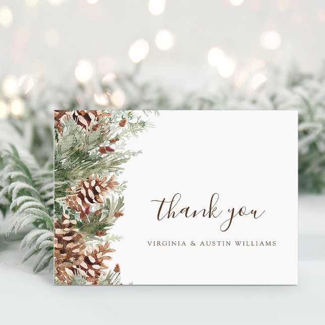 Elegante Pine Dankeskarte (Elegant Pinecone Greenery Thank You Card by Painted Paperie
)