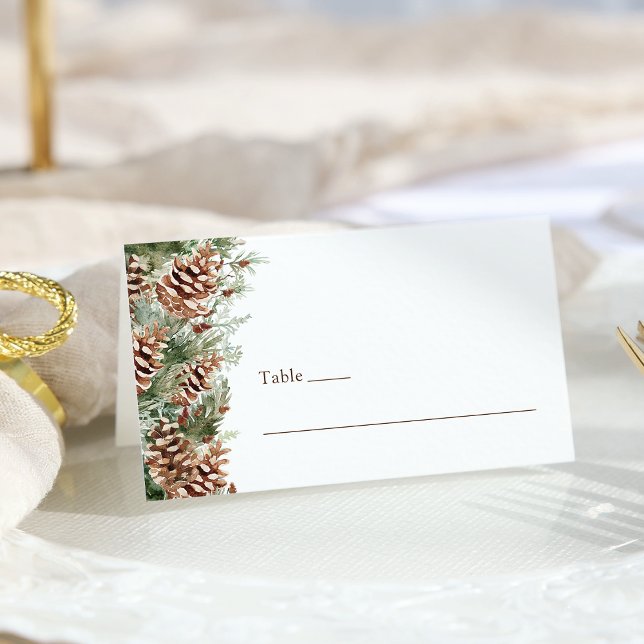Elegante Pine Platzkarte (Elegant Pinecone Greenery Table Place Card by Painted Paperie
)