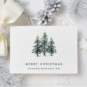 Elegante Pine Tree Christmas Company Gruß Feiertagskarte