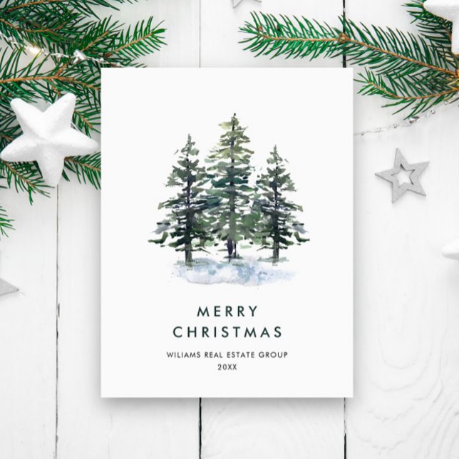 Elegante Pine Tree Christmas Company Gruß Postkarte (Von Creator hochgeladen)