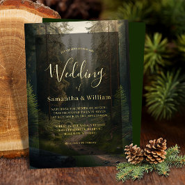 Elegante Pine Tree Forest Woodland Hochzeit Folieneinladung