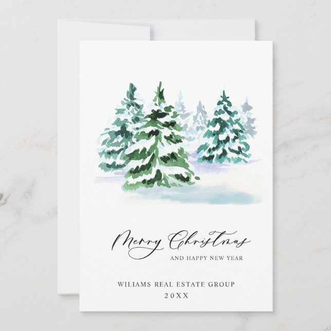 Elegante Pine Tree Weihnachten Corporate Gruß (Vorderseite)