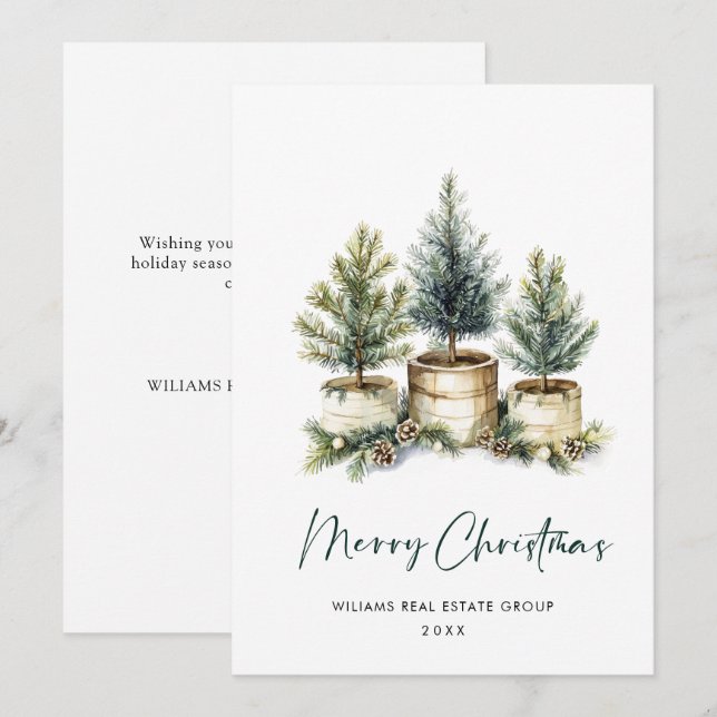 Elegante Pine Tree Weihnachten Corporate Gruß (Vorne/Hinten)