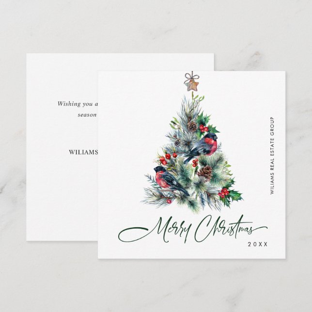 Elegante Pine Tree Weihnachten Corporate Gruß (Vorne/Hinten)