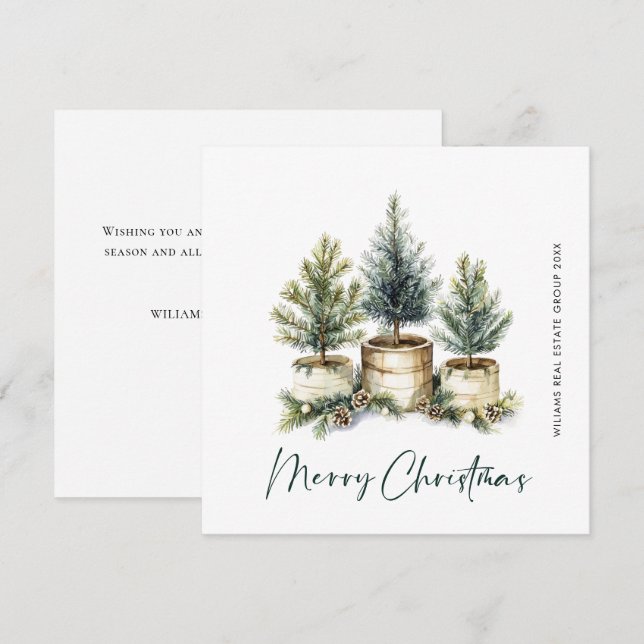 Elegante Pine Tree Weihnachten Corporate Gruß (Vorne/Hinten)
